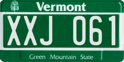 VT license plate XXJ061