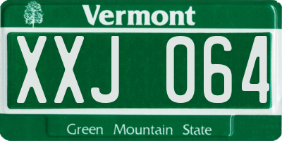 VT license plate XXJ064