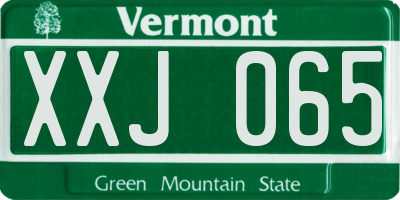 VT license plate XXJ065