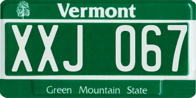 VT license plate XXJ067