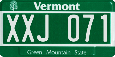 VT license plate XXJ071
