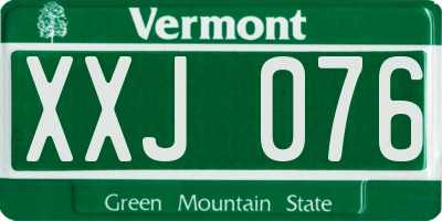 VT license plate XXJ076
