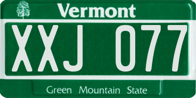 VT license plate XXJ077