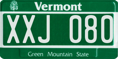 VT license plate XXJ080