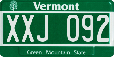 VT license plate XXJ092