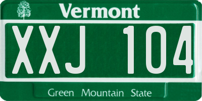 VT license plate XXJ104
