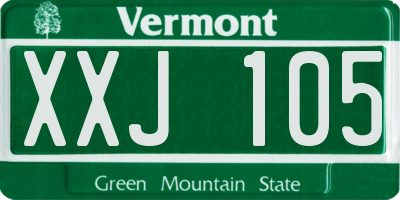 VT license plate XXJ105