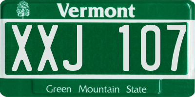 VT license plate XXJ107