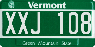 VT license plate XXJ108