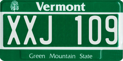 VT license plate XXJ109