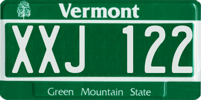VT license plate XXJ122