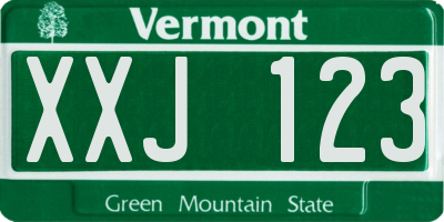 VT license plate XXJ123