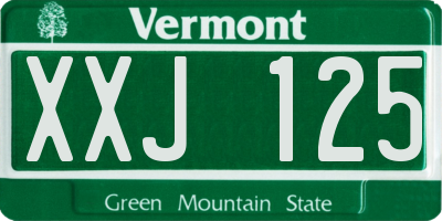 VT license plate XXJ125