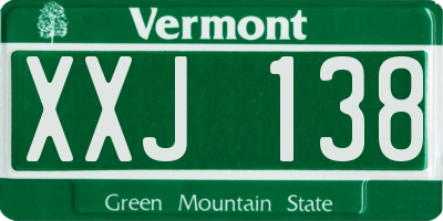 VT license plate XXJ138