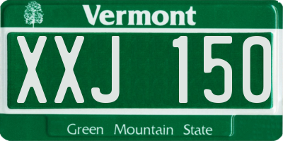 VT license plate XXJ150