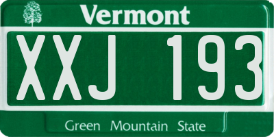 VT license plate XXJ193