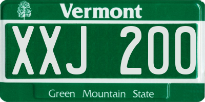 VT license plate XXJ200
