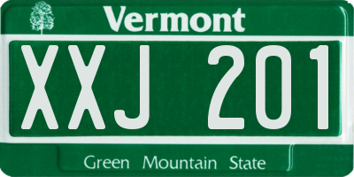 VT license plate XXJ201