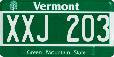 VT license plate XXJ203