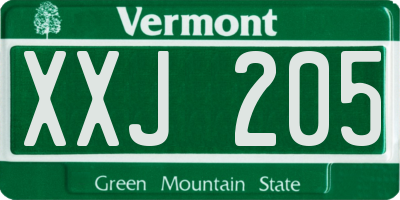 VT license plate XXJ205