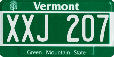 VT license plate XXJ207