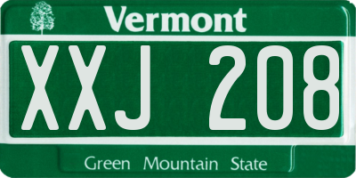 VT license plate XXJ208