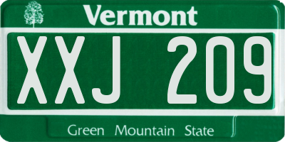 VT license plate XXJ209