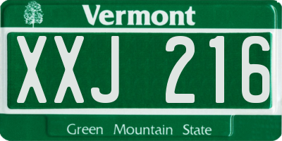 VT license plate XXJ216