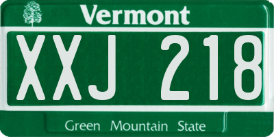 VT license plate XXJ218