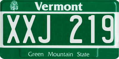 VT license plate XXJ219