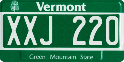 VT license plate XXJ220