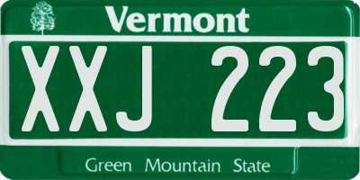 VT license plate XXJ223