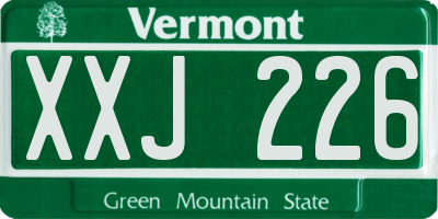 VT license plate XXJ226