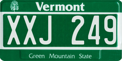 VT license plate XXJ249