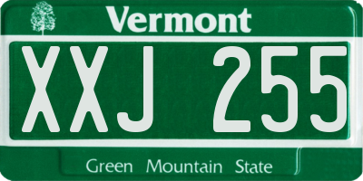 VT license plate XXJ255