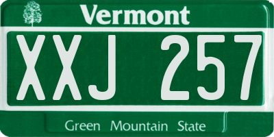VT license plate XXJ257
