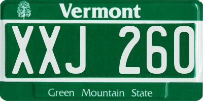 VT license plate XXJ260