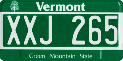 VT license plate XXJ265