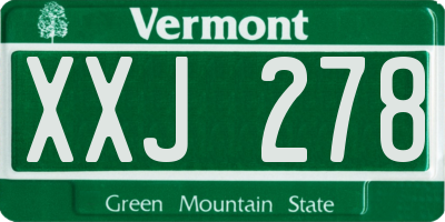VT license plate XXJ278