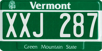 VT license plate XXJ287