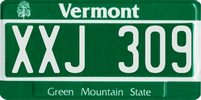VT license plate XXJ309