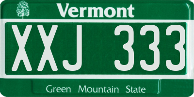 VT license plate XXJ333