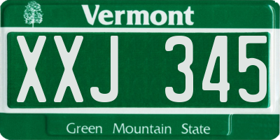 VT license plate XXJ345