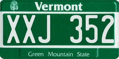 VT license plate XXJ352