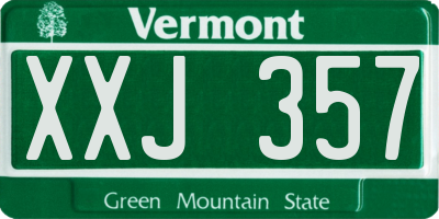 VT license plate XXJ357