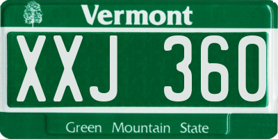 VT license plate XXJ360