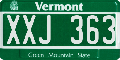 VT license plate XXJ363