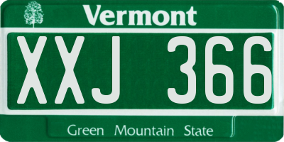 VT license plate XXJ366