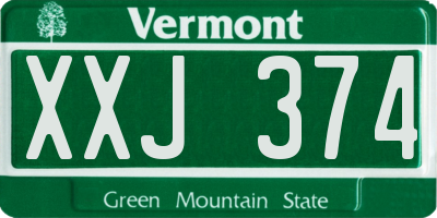 VT license plate XXJ374