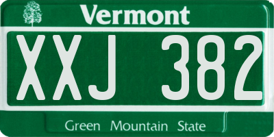 VT license plate XXJ382